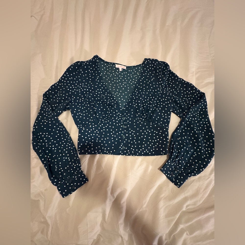 Polka Dot Long Sleeve cropped blouse